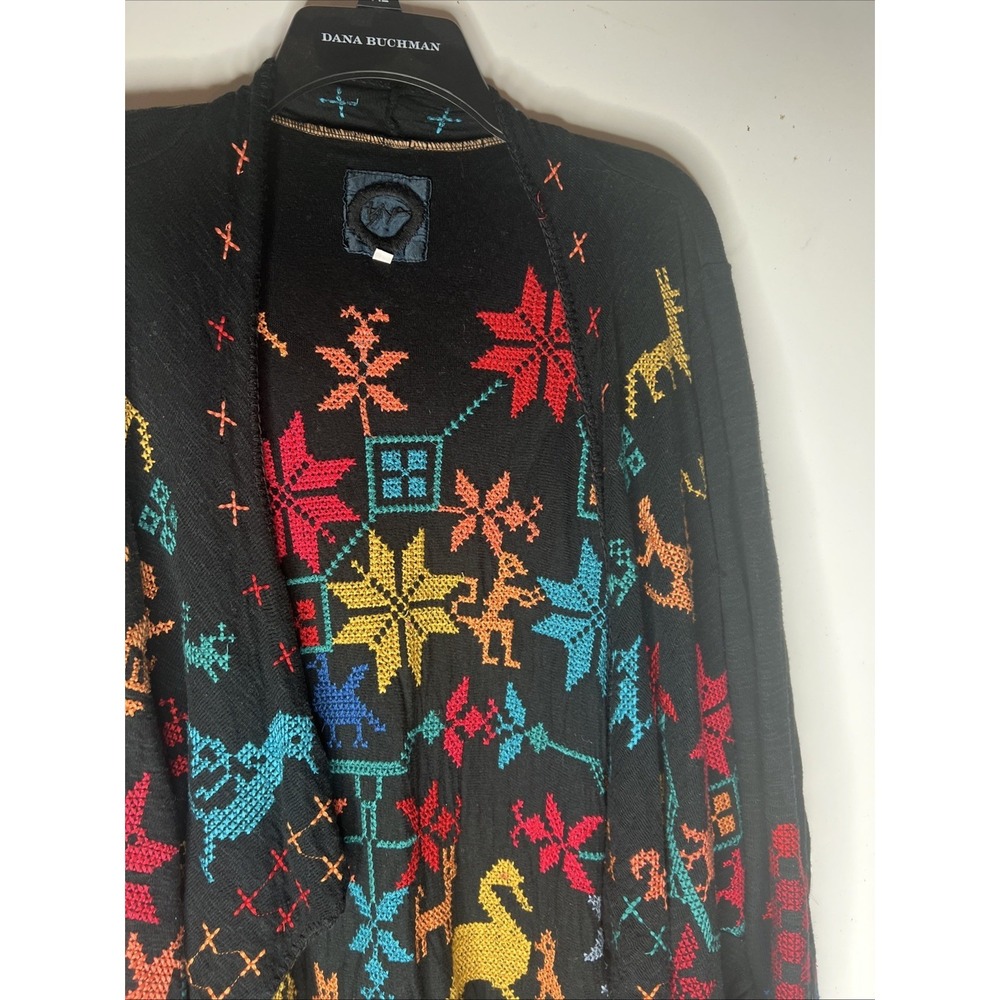 Johnny Was Sweater Kimono Embroidered Floral Cardigan VTG Duster Pockets Sz S - Picture 5 of 16